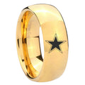 8MM Cowboys Star Dome Polish Gold Tungsten Wedding Rings