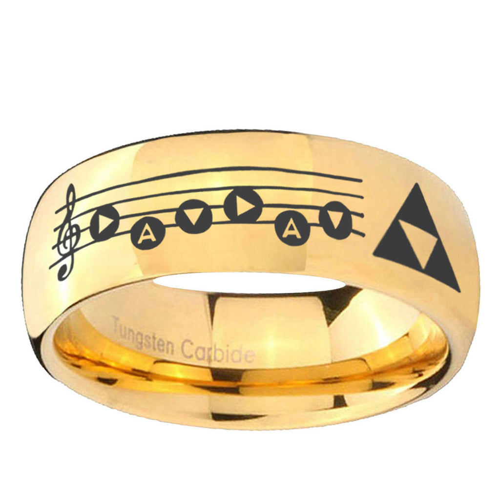 5MM Ocarina Songs Zelda Dome Polish Gold Tungsten Wedding Band