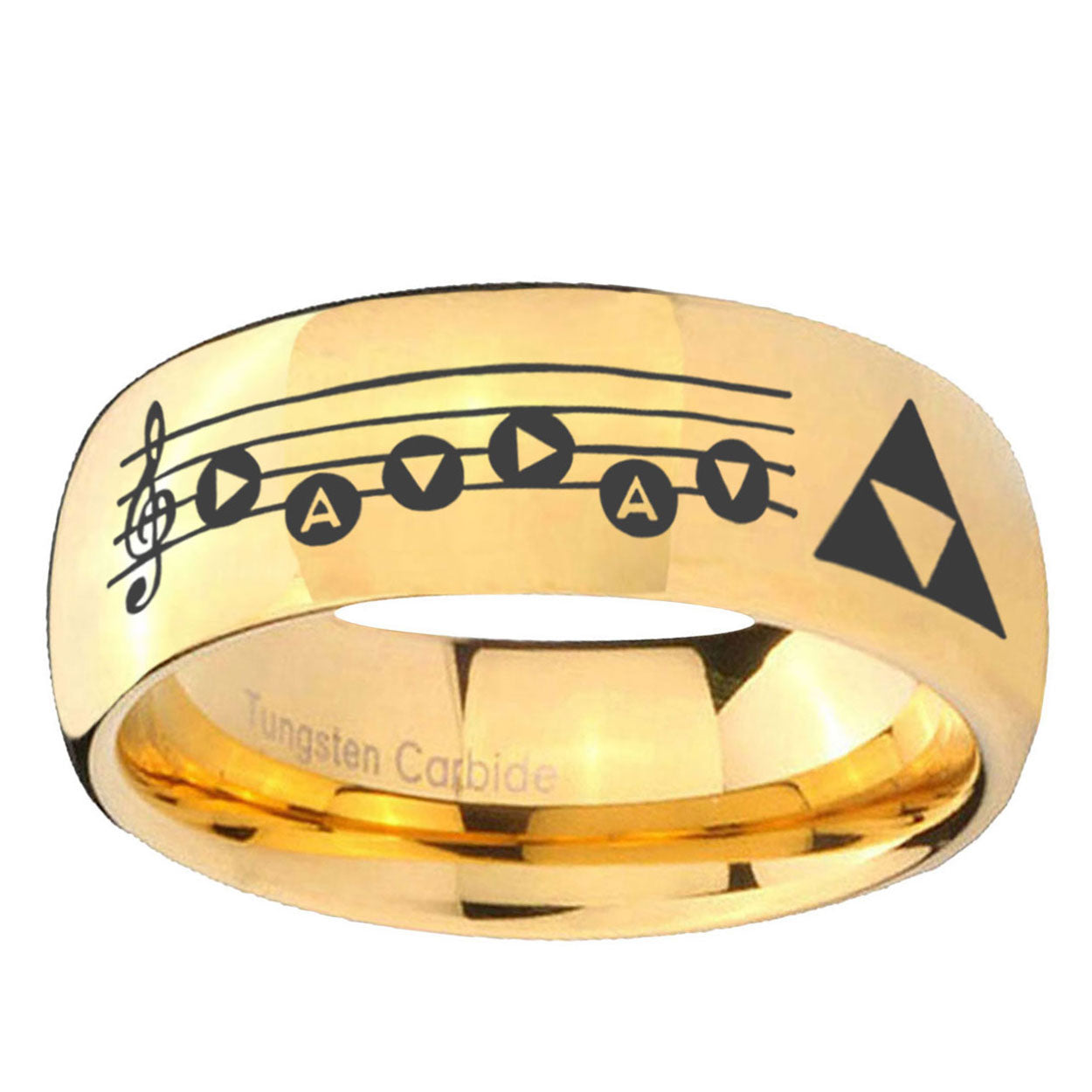 5MM Ocarina Songs Zelda Dome Polish Gold Tungsten Wedding Band