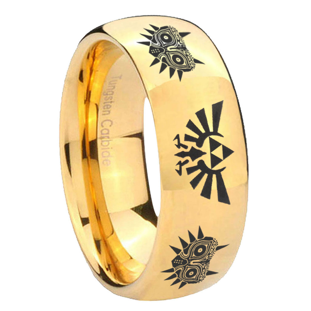 8MM Zelda Majora's Mask Dome Polish Gold Tungsten Wedding Band