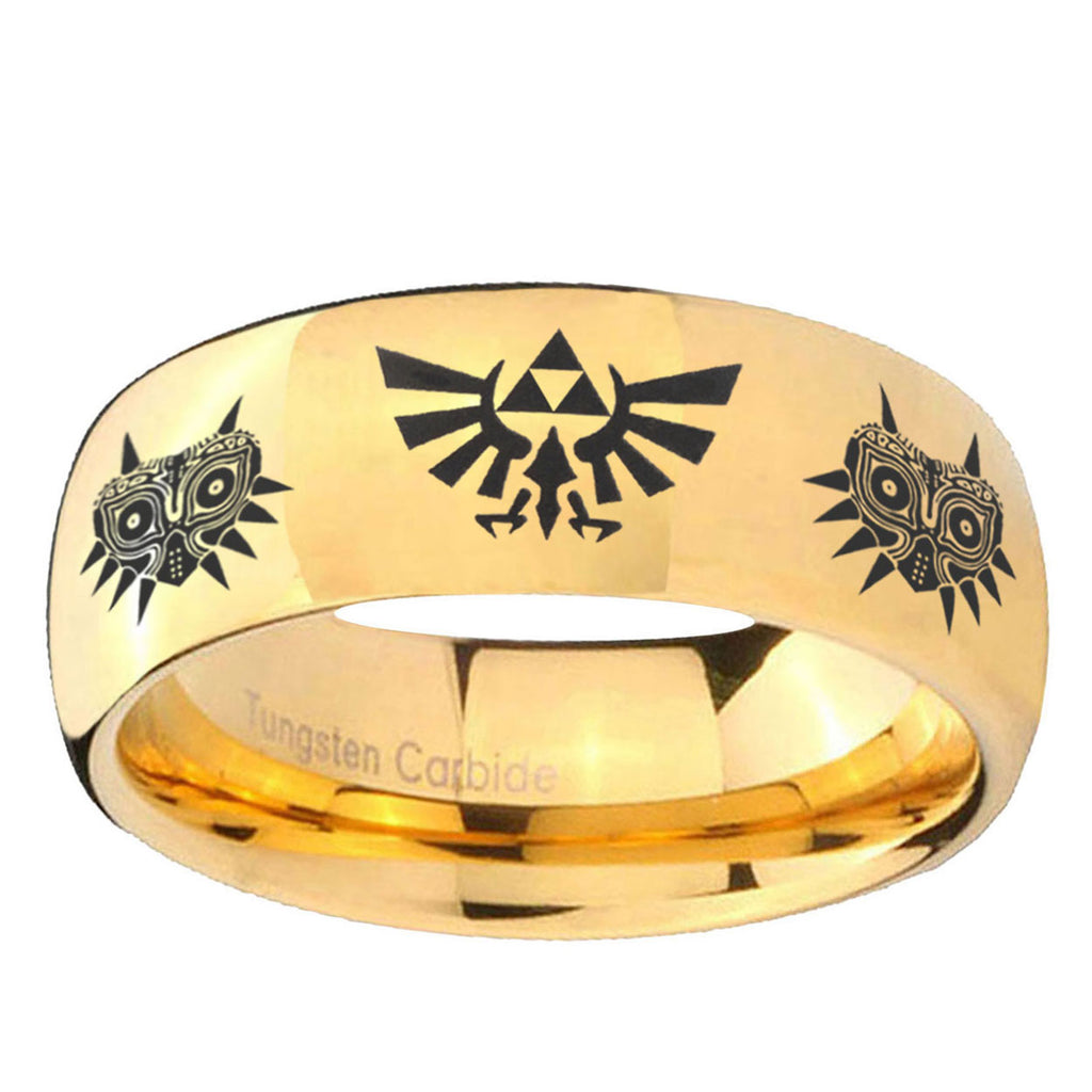5MM Zelda Majora's Mask Dome Polish Gold Tungsten Wedding Band