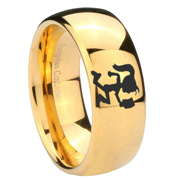 10mm-Hatchet-Woman-Dome-Gold-Tungsten-Carbide-Wedding-Band-Mens