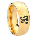 10mm Hatchet Woman Dome Gold Tungsten Carbide Wedding Band Mens