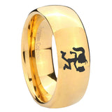 8mm Hatchet Woman Dome Gold Tungsten Carbide Anniversary Ring