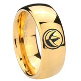 10mm-Green-Ranger-Power-Dome-Gold-Tungsten-Carbide-Wedding-Band-Mens