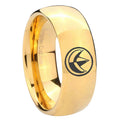 8MM Green Ranger Power Dome Polish Gold Tungsten Rings For Men