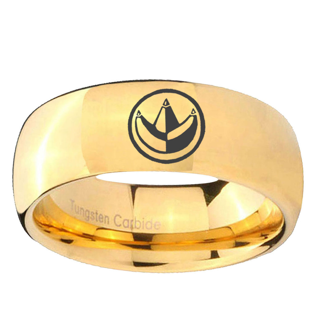 10mm Green Ranger Power Dome Gold Tungsten Ring