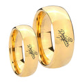 LA Dogers MLB Baseball Dome Gold Tungsten Matching Ring Set