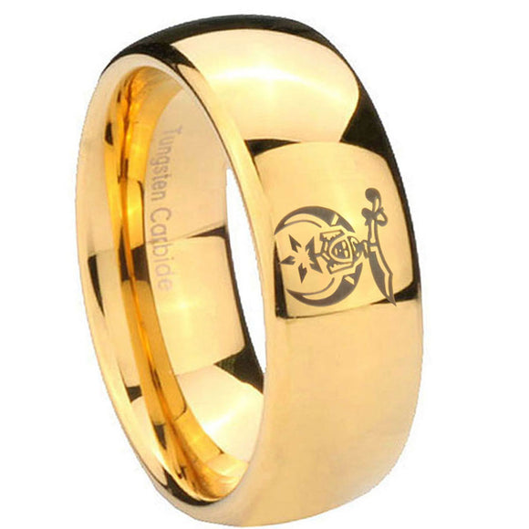 10mm-Masonic-Shriners-Dome-Gold-Tungsten-Carbide-Anniversary-Ring