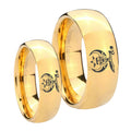 Masonic Shriners Dome Gold Tungsten His Hers Ring Set