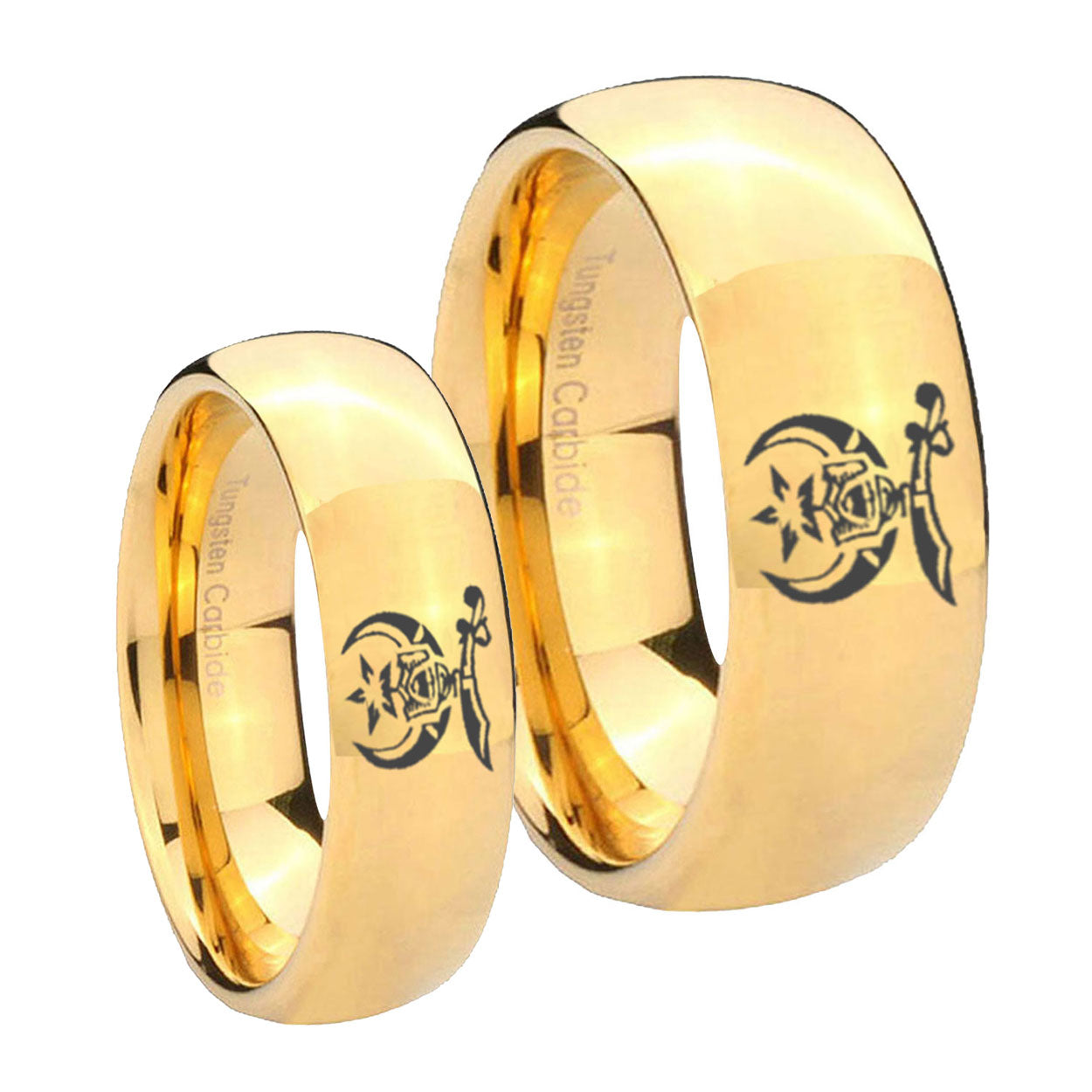 Masonic Shriners Dome Gold Tungsten His Hers Ring Set