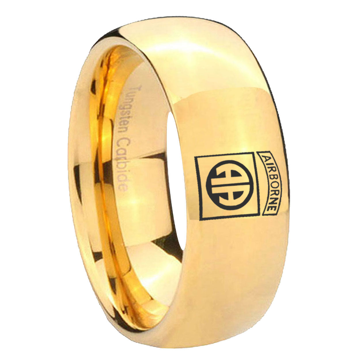 10mm Army Airborn Dome Gold Tungsten Carbide Custom Ring for Men