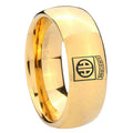 8MM Army Airborn Dome Polish Gold Tungsten Mens Promise Ring