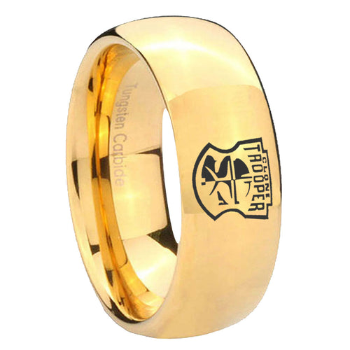 10mm Clone Trooper Dome Gold Tungsten Carbide Mens Wedding Band