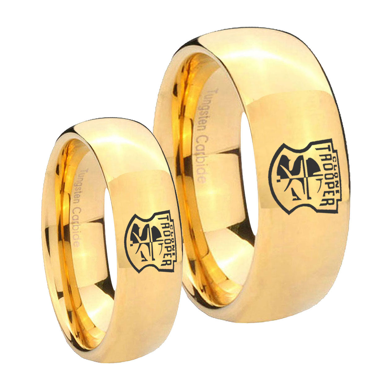 Clone Trooper Dome Gold Tungsten Wedding Set Ring