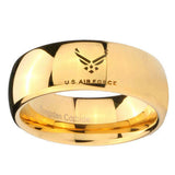 8mm-Mirror-Dome-US-Air-Force-14K-Gold-IP-Tungsten-Carbide-Laser-Engraved-Ring