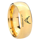 10mm Dome US Air Force 14K Gold IP Shiny Tungsten Carbide Men's Ring