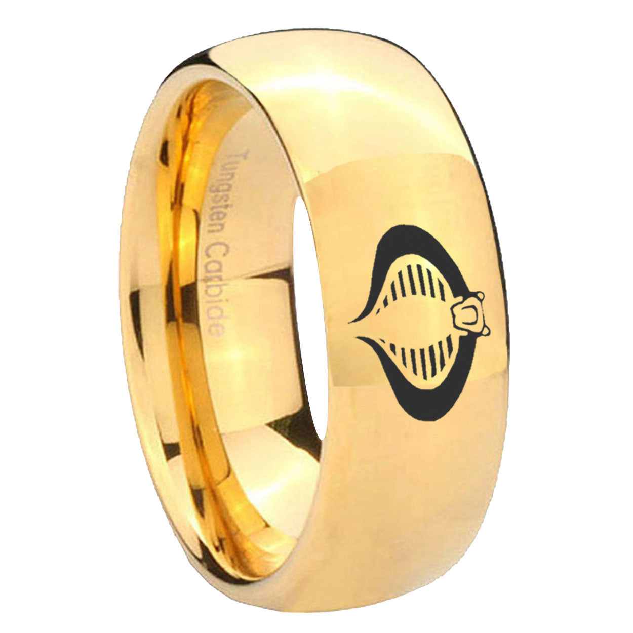 8MM Cobra Dome Polish Gold Tungsten Ring For Men