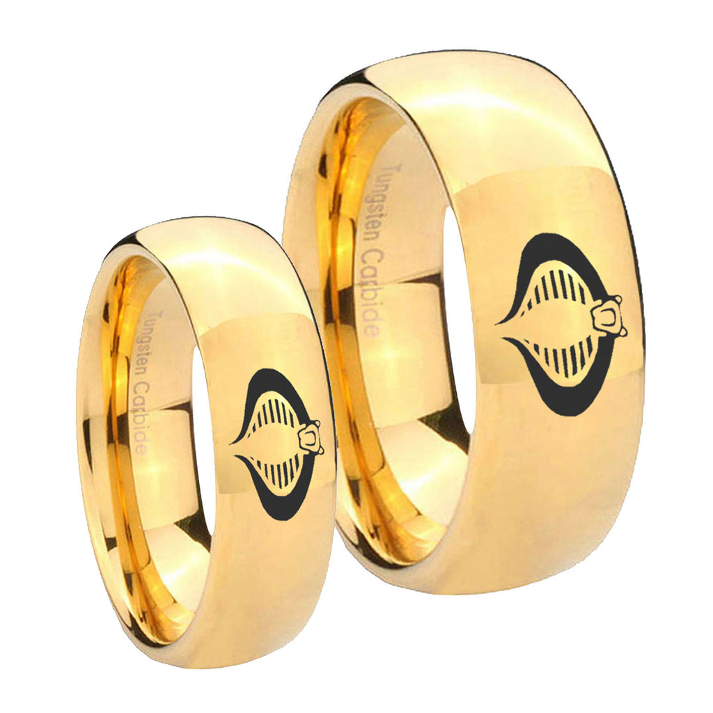 Cobra Dome Gold Tungsten Couple Wedding Bands