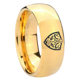 8mm Zelda Hylian Shield Dome Gold Tungsten Carbide Mens Ring Engraved