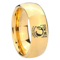 8MM Military Pow Dome Polish Gold Tungsten Band