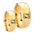 Military Pow Dome Gold Tungsten Mens Set Ring