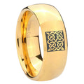 8MM Celtic Design Dome Polish Gold Tungsten Promise Ring Guys