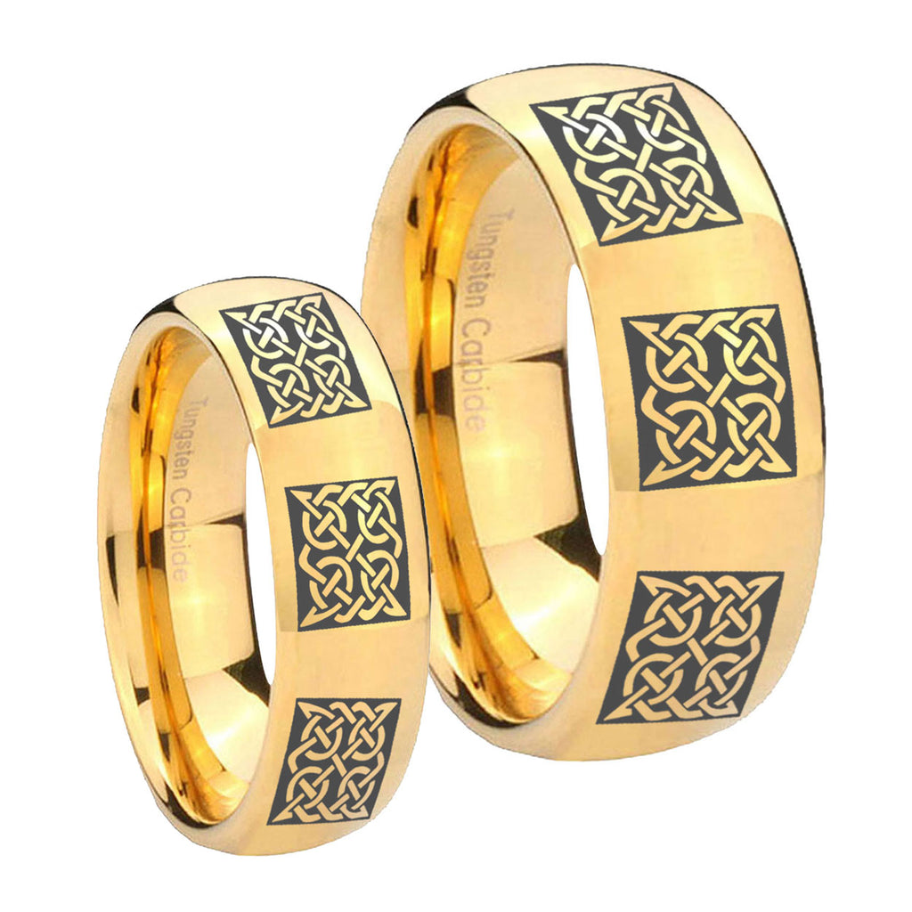 Multiple Celtic Dome Gold Tungsten His And Hers Ring