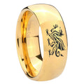 8MM Dragon Dome Polish Gold Tungsten Promise Ring For Men
