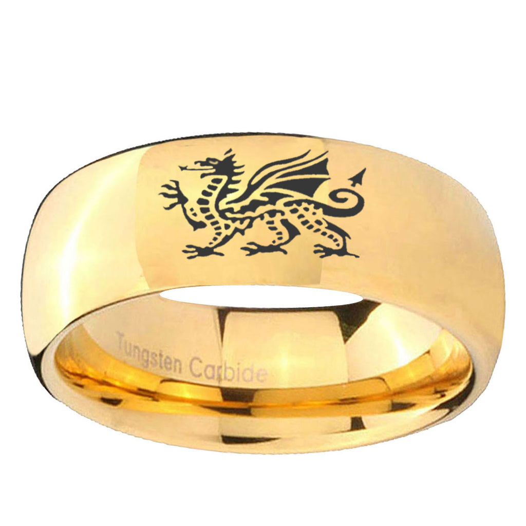 10mm Dragon Dome Gold Tungsten Carbide Mens Engagement Ring