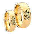 Dragon Dome Gold Tungsten His Hers Set Rings