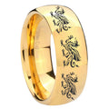 8MM Multiple Dragon Dome Polish Gold Tungsten Mens Promise Ring