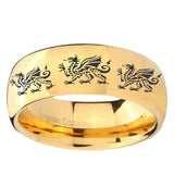10mm Multiple Dragon Dome Gold Tungsten Ring