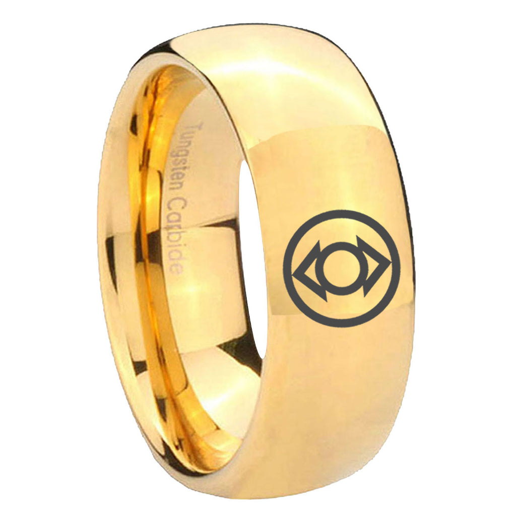 8MM Indigo Lantern Dome Polish Gold Tungsten Mens Wedding Ring