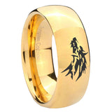 8mm Wolf Dome Gold Tungsten Carbide Mens Engagement Ring