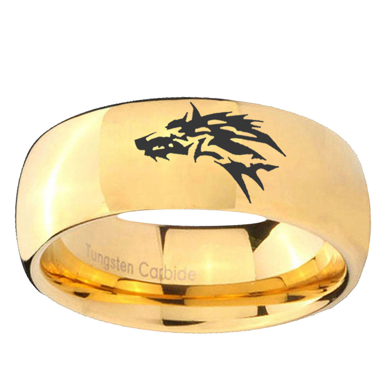 5MM Wolf Dome Polish Gold Tungsten Promise Ring