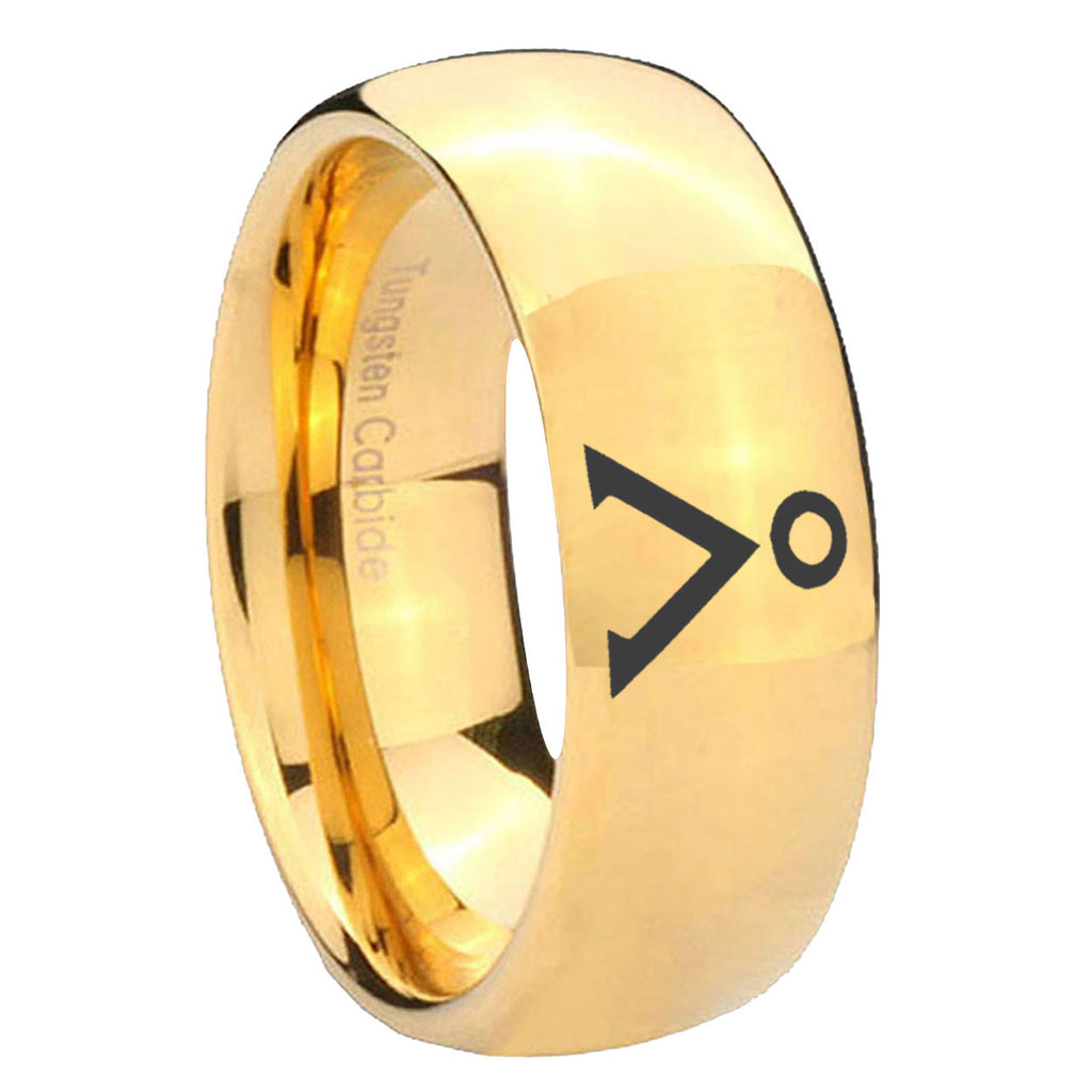 8MM Stargate Dome Polish Gold Tungsten Wedding Rings