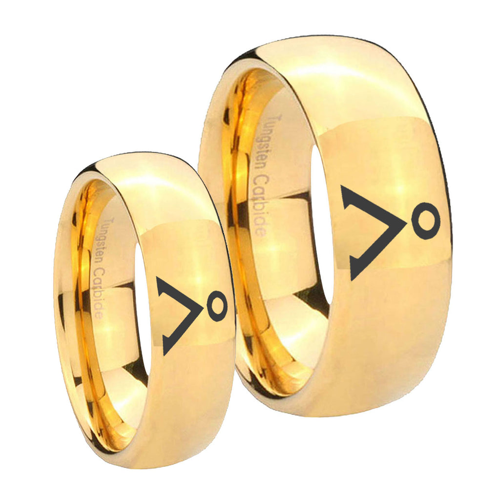 Stargate Dome Gold Tungsten Bridal Ring Set