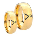 Stargate Dome Gold Tungsten Bridal Ring Set
