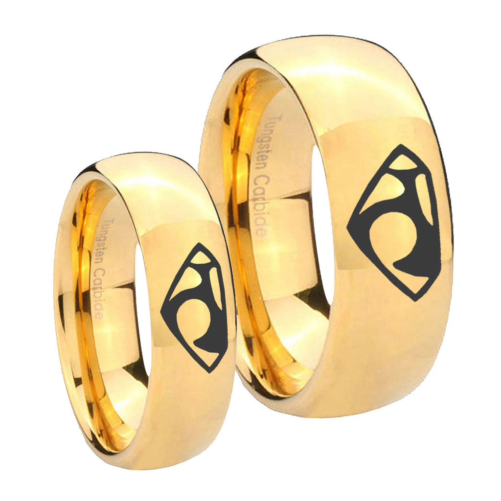 House of Van Dome Gold Tungsten Wedding Band Set