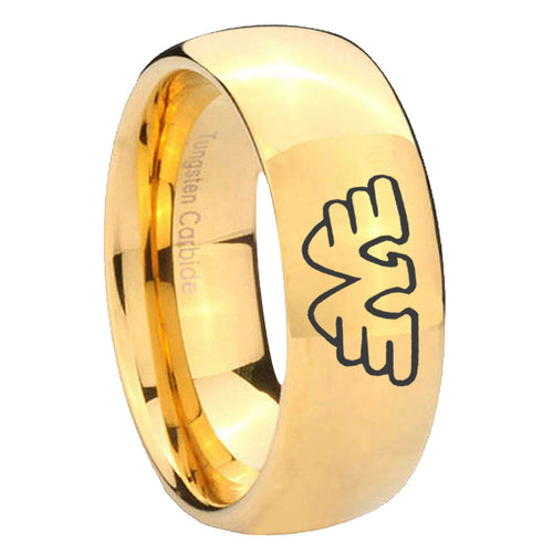 10mm Waylon Jennings Dome Gold Tungsten Carbide Personalized Ring