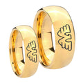 Waylon Jennings Dome Gold Tungsten Wedding Ring Set