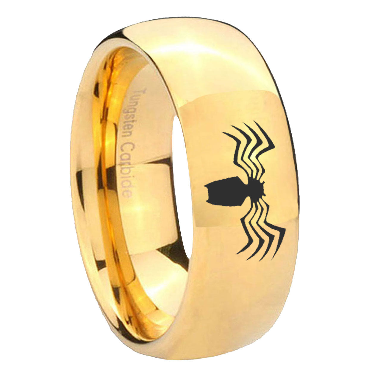 10mm Spider Dome Gold Tungsten Carbide Men's Wedding Ring