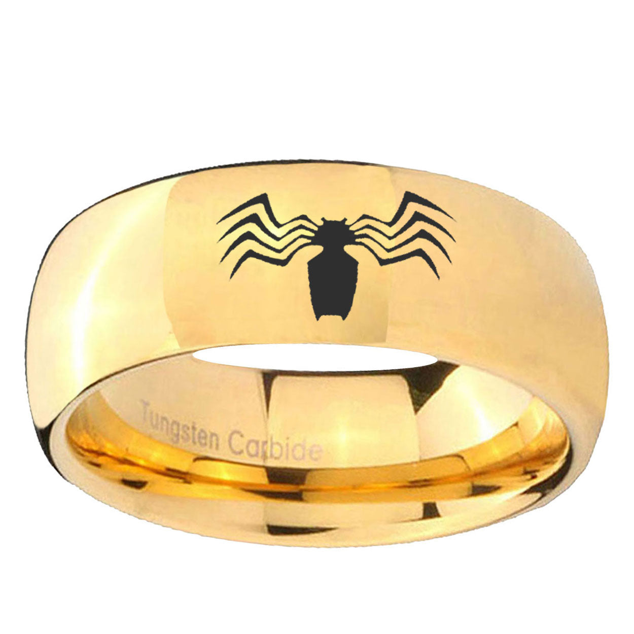 5MM Spider Dome Polish Gold Tungsten Promise Ring For Him
