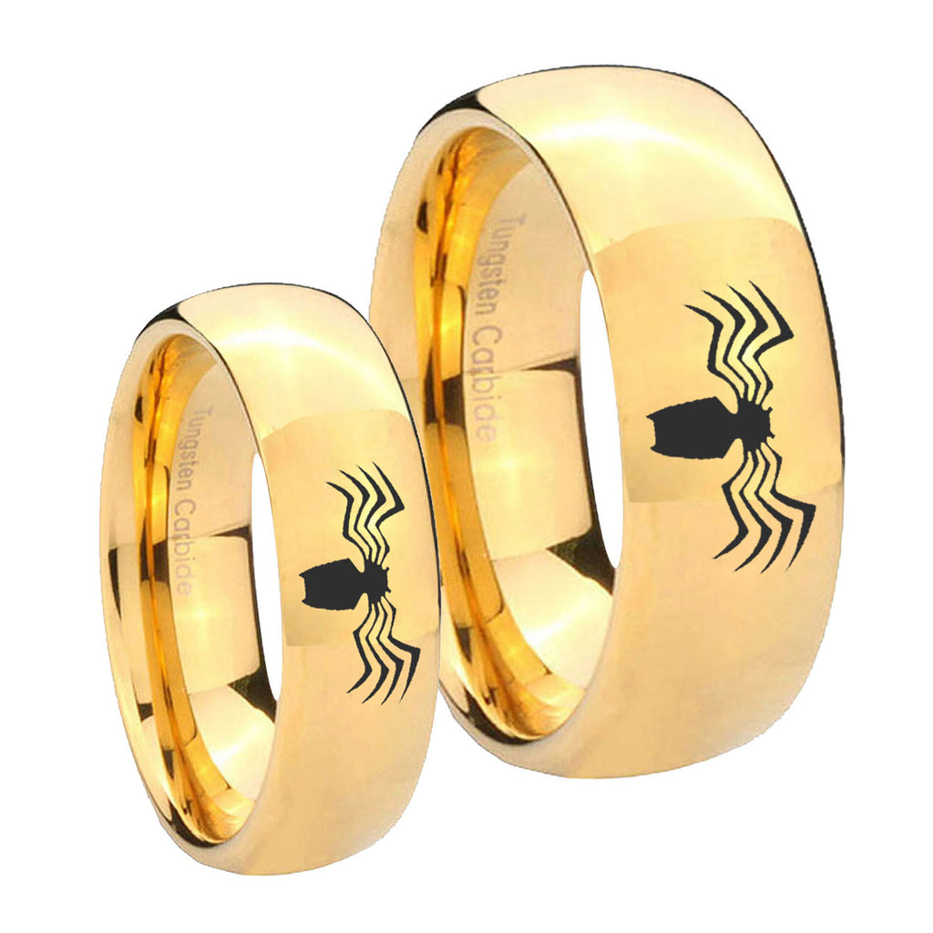 Spider Dome Gold Tungsten Mens Set Rings