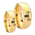 Spider Dome Gold Tungsten Mens Set Rings