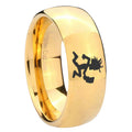 10mm Hatchet Man Dome Gold Tungsten Carbide Mens Anniversary Ring