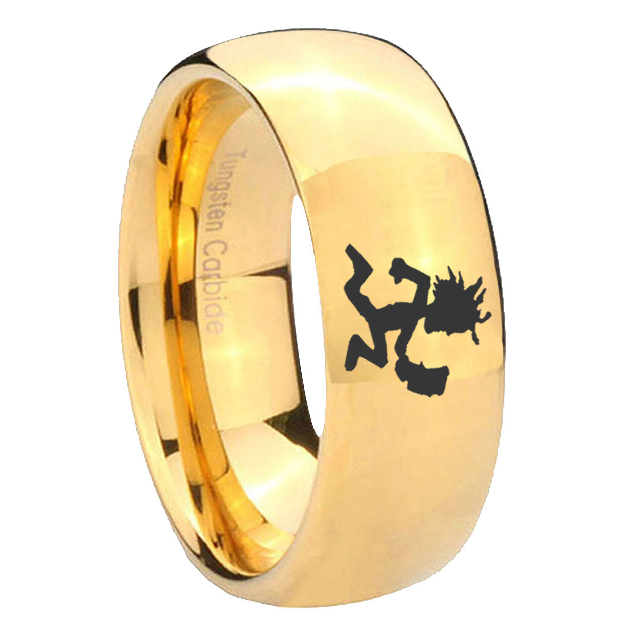 8MM Hatchet Man Dome Polish Gold Tungsten Personalized Ring