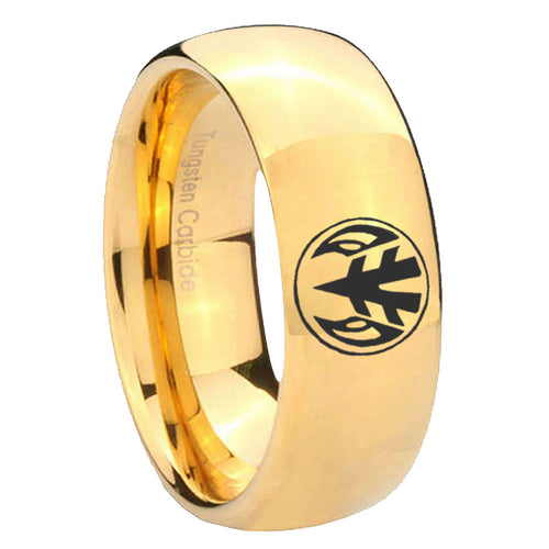10mm Love Power Rangers Dome Gold Tungsten Carbide Mens Engagement Ring