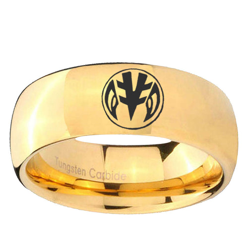 10mm Love Power Rangers Dome Gold Tungsten Carbide Mens Engagement Ring